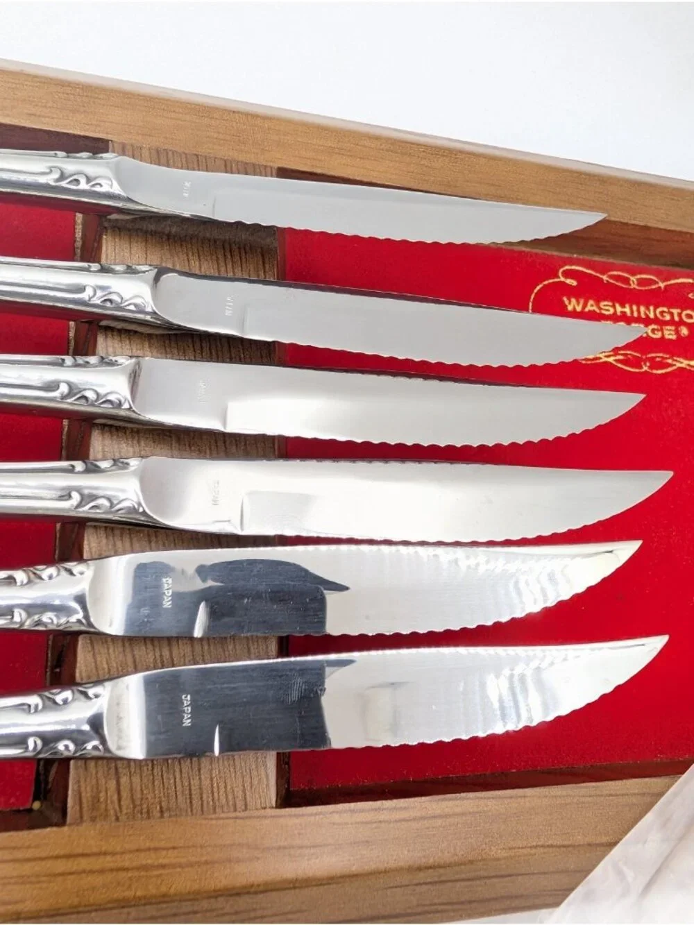 Set 6 Washington Forge Charleston Knives steak Japan Stainless Flatware w/box